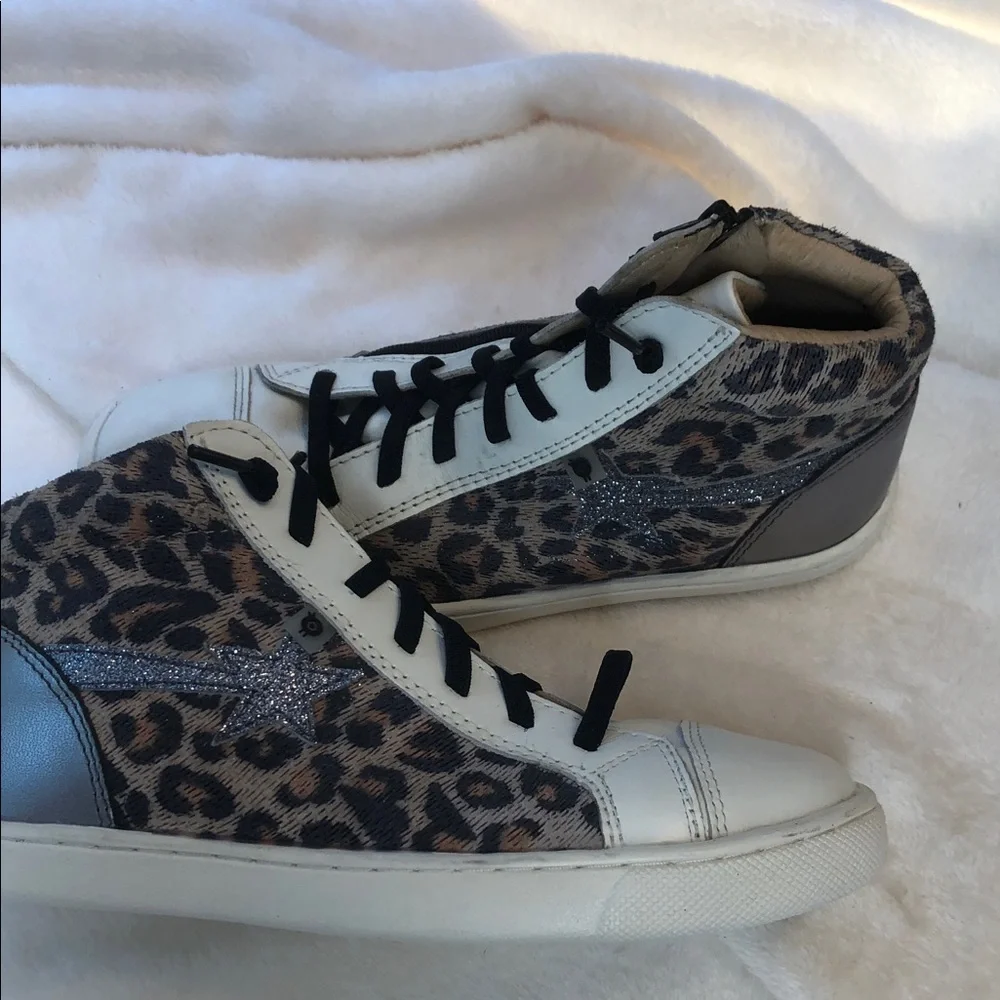 Nordstrom Leopard-Print High-Top Sneakers in White, Brown and Black